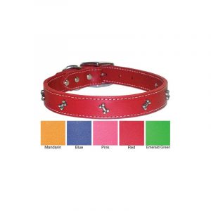 Signature Leather Collar with Bone Studs