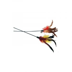 Brightly-colored feather wands.