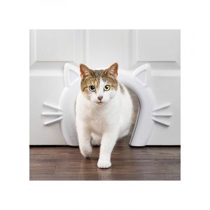 Gives your cat private access to her litter box, food or water