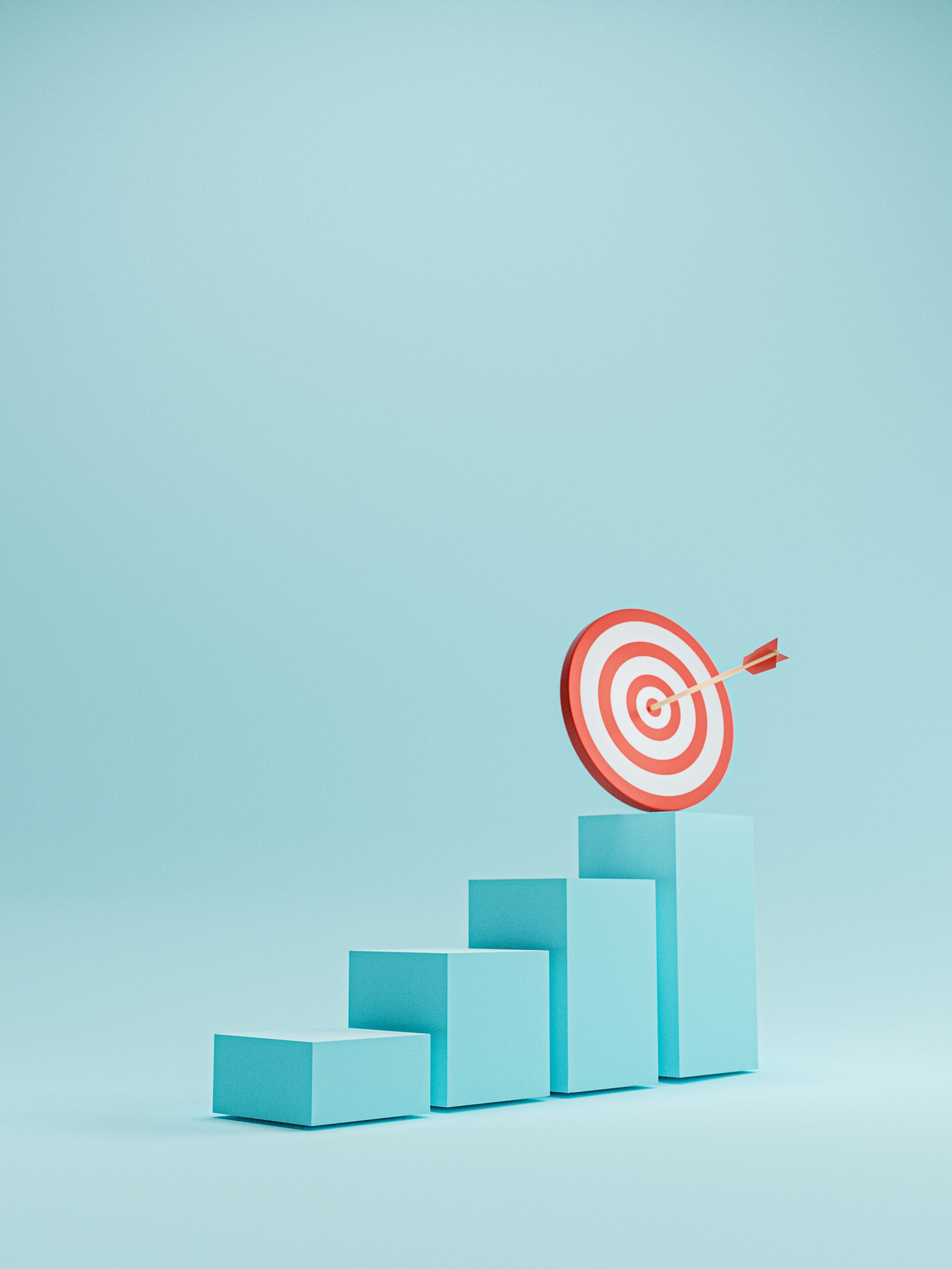dartboard with arrow on increasing bar graph for enhance setup b